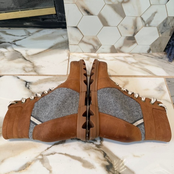 Sorel Lexie Wedge Boots Elk Quarry Leather Felt Lace Up Ankle Lug Sole Womens 9 - Picture 7 of 8